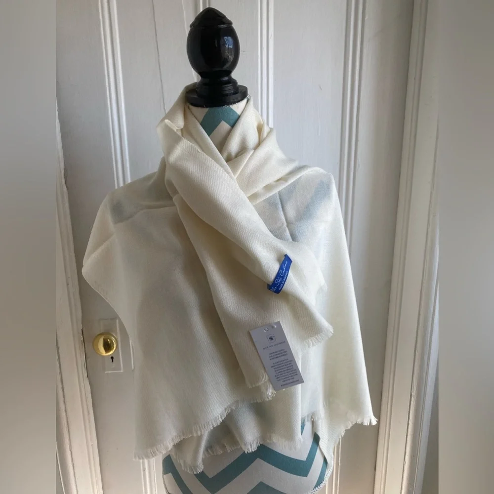 Oversized 100% Mongolian cashmere scarf Blue Sky factory - Picture 2 of 9